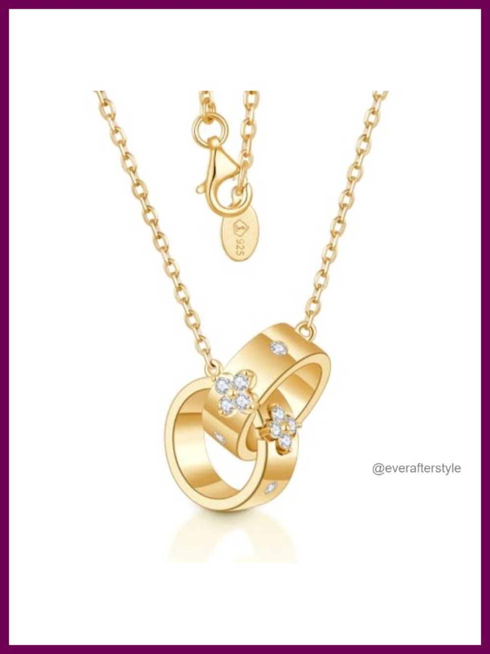 14K Gold Plated 925 Sterling Silver Moissanite Clover Pendant Necklace